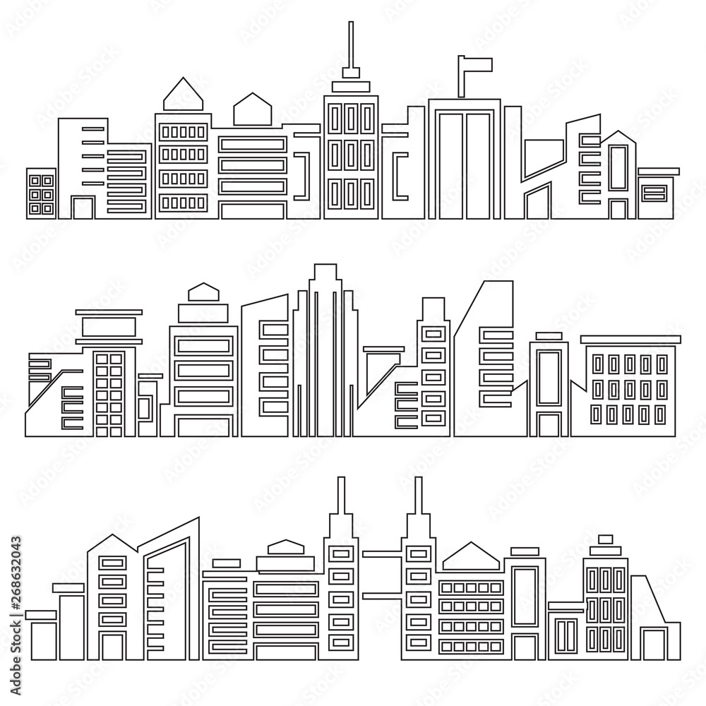 city skyscrapers skyline, outline design