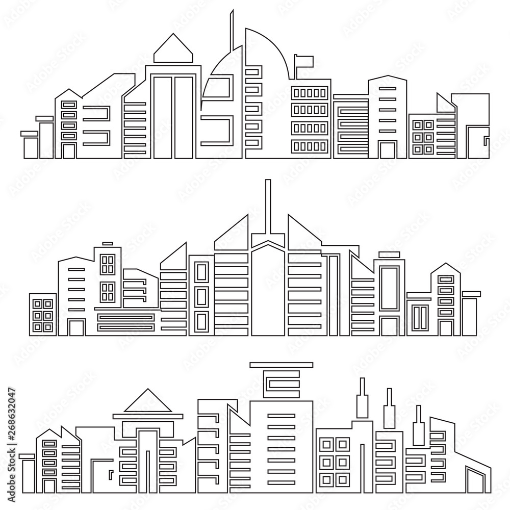 city skyscrapers skyline, outline design