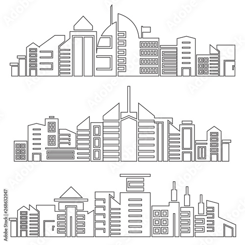city skyscrapers skyline, outline design