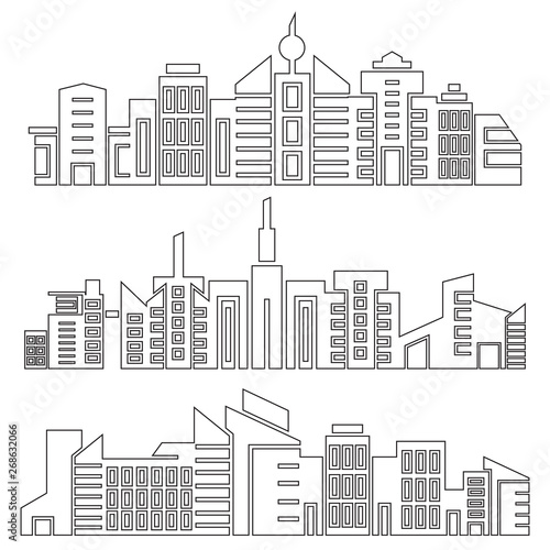 city skyscrapers skyline, outline design