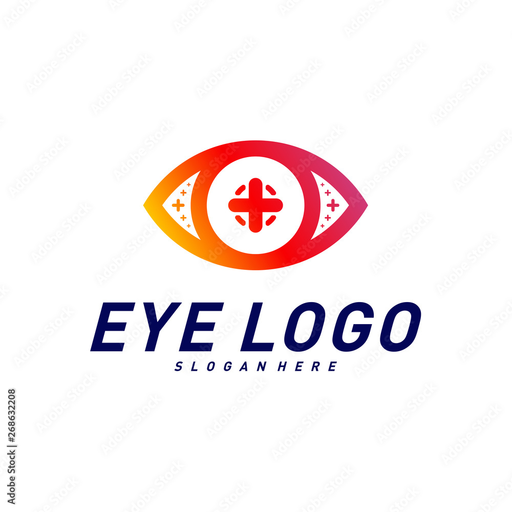 Eyes with Icons Health logo Design concept Vector. Health eye logo Template. Icon symbol. Eyes with Icons Health logo Design concept Vector. Health eye logo Template. Icon symbol.