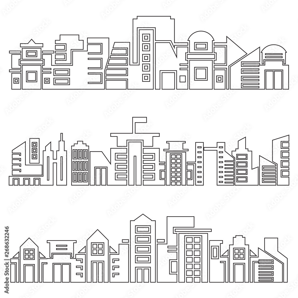 city skyscrapers skyline, outline design