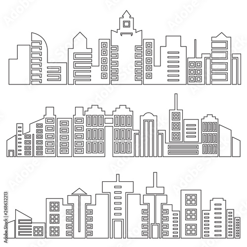 city skyscrapers skyline, outline design