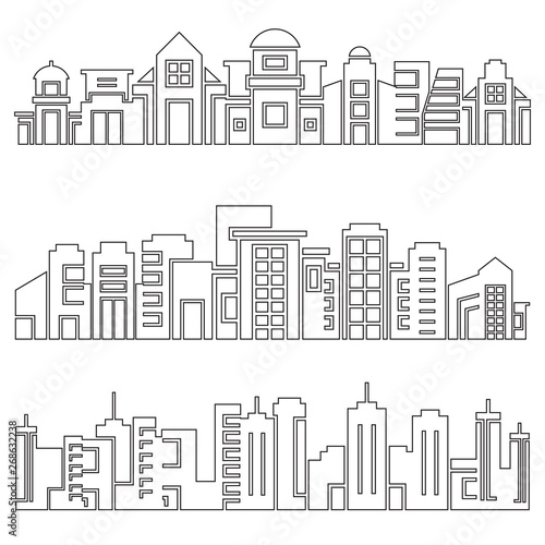 city skyscrapers skyline, outline design