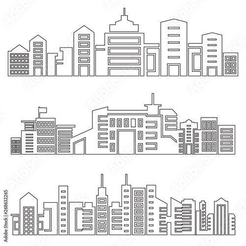 city skyscrapers skyline, outline design