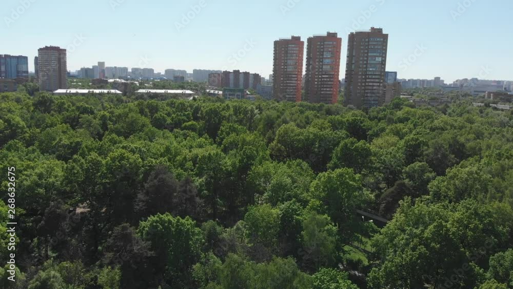 The Cityscape in Khimki city and Tolstogo park from above. Russia The Cityscape in Khimki city and Tolstogo park from above. Russia