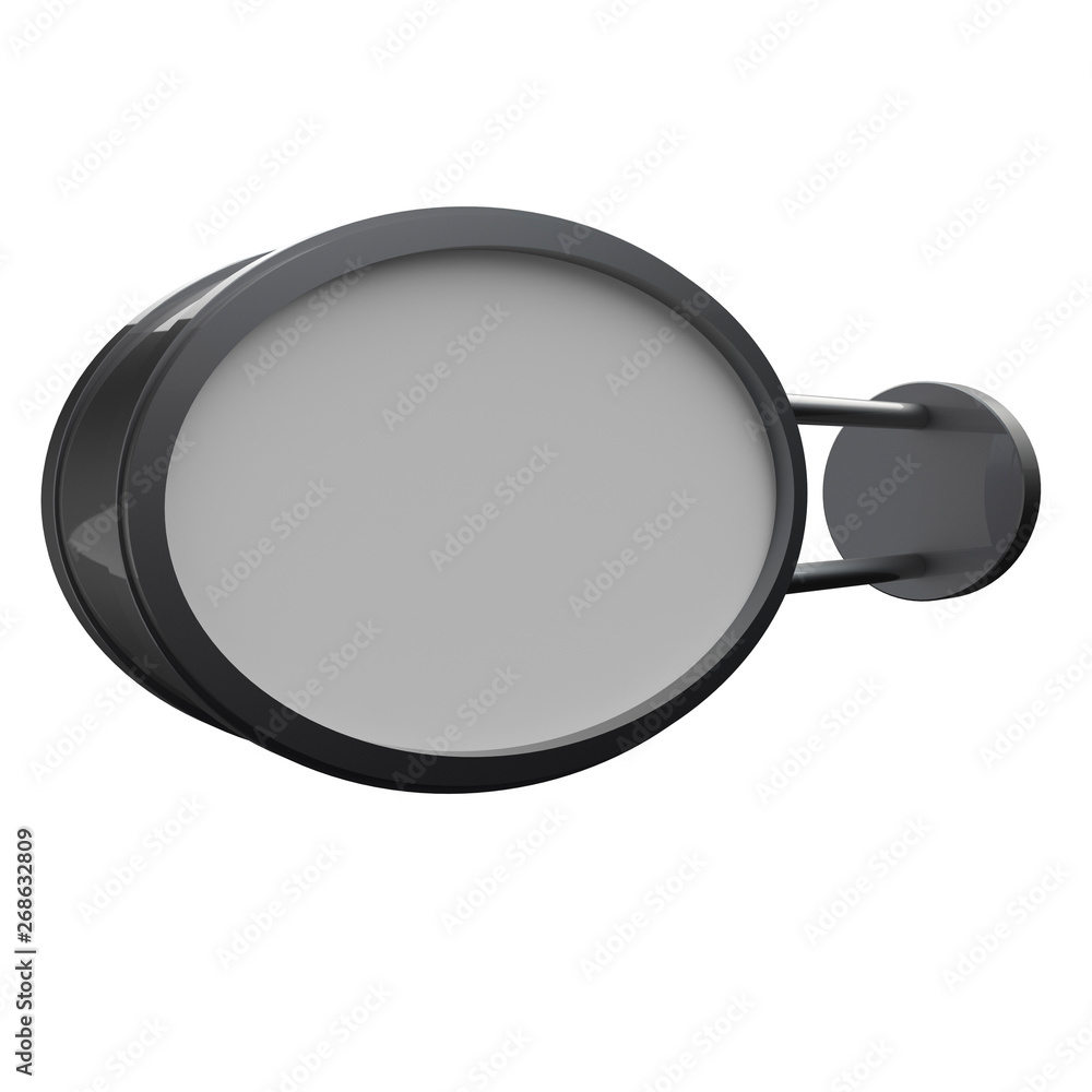 Mock up of blank oval shape signboard for building isolated on white background. 3d rendering Mock up of blank oval shape signboard for building isolated on white background. 3d rendering