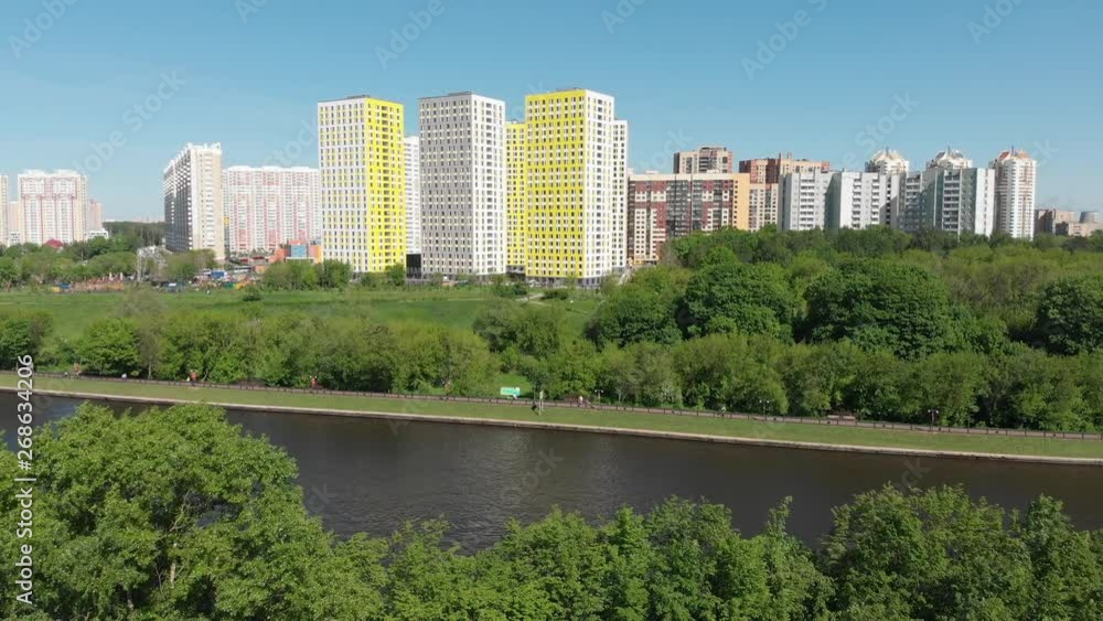 Residential buildings on the banks of the Moscow river in Khimki, Russia Residential buildings on the banks of the Moscow river in Khimki, Russia