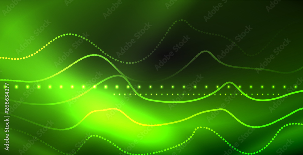 Glowing abstract wave on dark, shiny motion, magic space light. Techno abstract background Glowing abstract wave on dark, shiny motion, magic space light. Techno abstract background