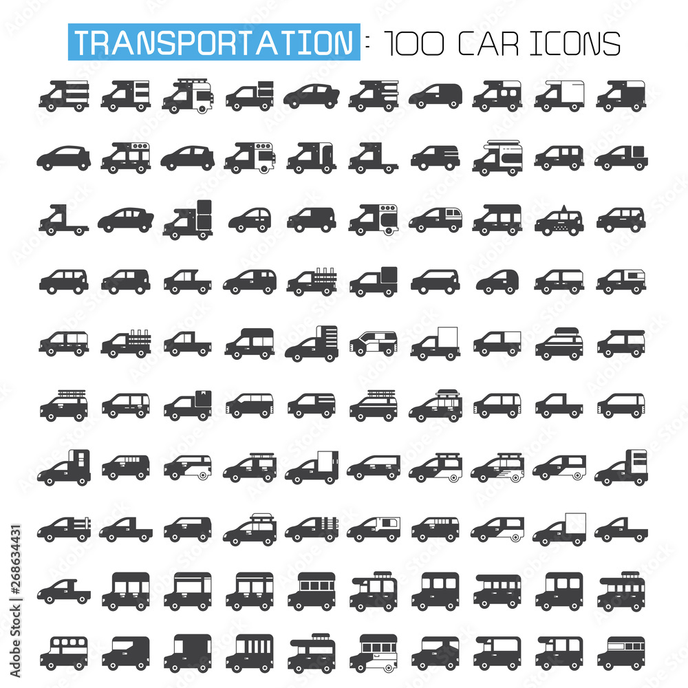 car and vehicle icons set car and vehicle icons set