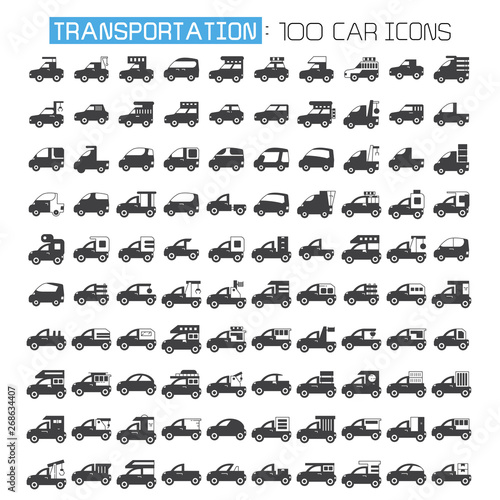 car and vehicle icons set