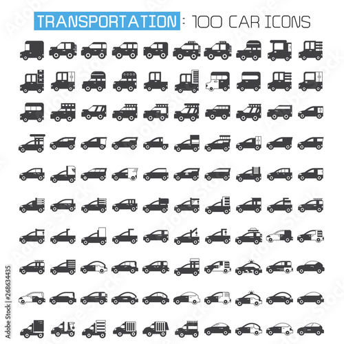 car and vehicle icons set
