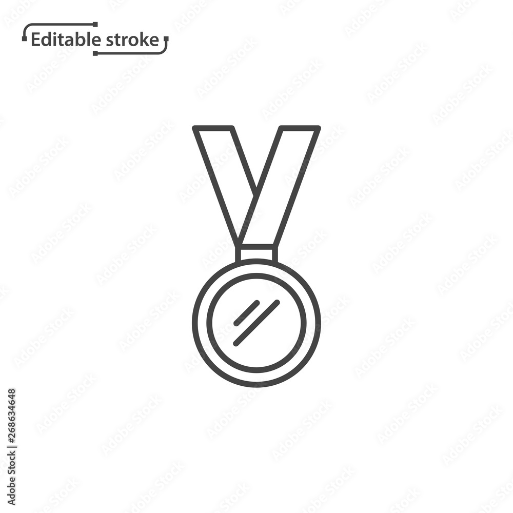Medal with ribbon line vector icon. Editable stroke. Medal with ribbon line vector icon. Editable stroke.