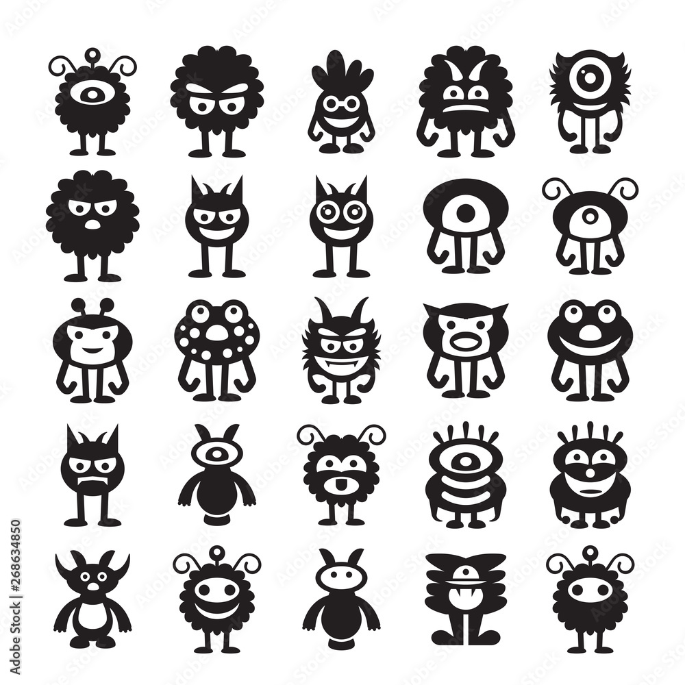 Obraz premium monster avatar character icons vector