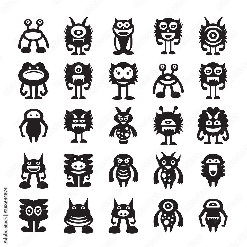 monster avatar character icons vector monster avatar character icons vector