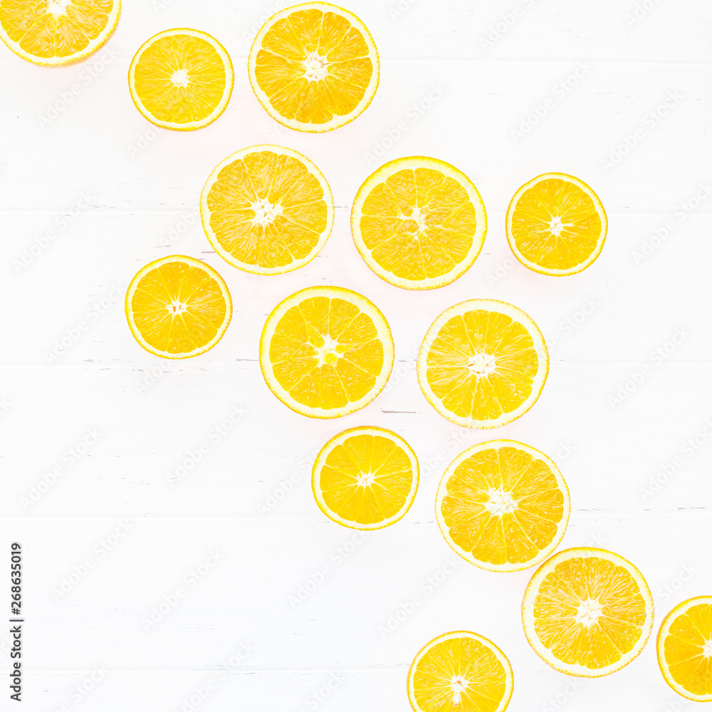 Fresh oranges pattern on white background