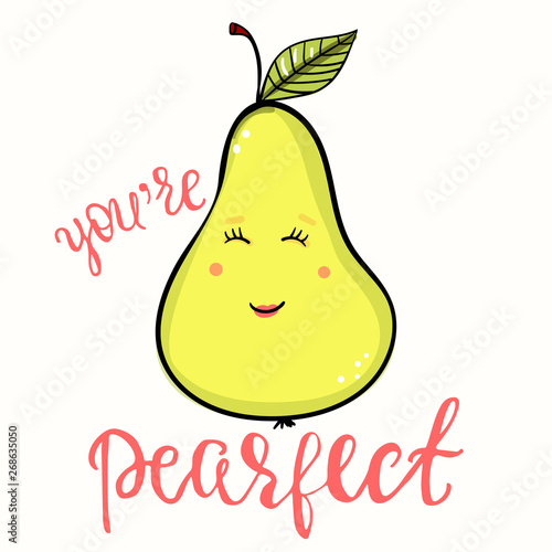 Funny poster or t-shirt template with cartoon pear and text