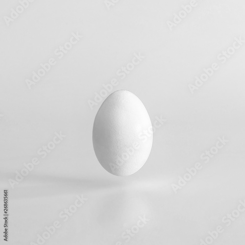 White egg on a wite uniform background.