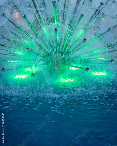 Detail of a fountain with colored lights