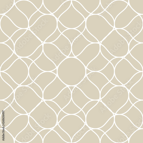Vector mesh seamless pattern with thin plaited wavy lines. Golden tissue, lace