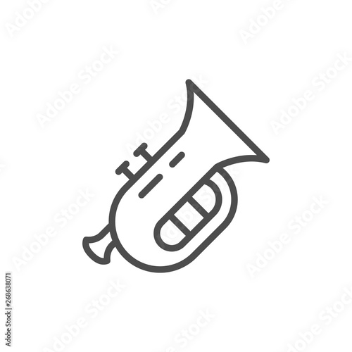 Musical instrument tuba line outline icon