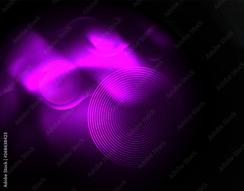 Shiny neon geometric waves template