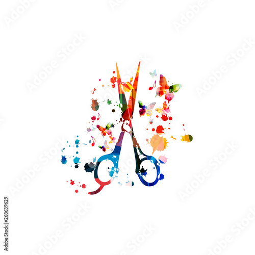 Colorful isolated scissors vector illustration design for beauty and hair salon, hairdressing tool, tailoring 