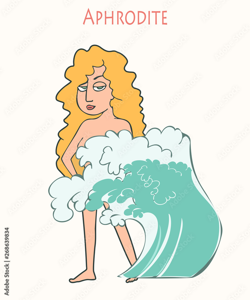 cartoon Aphrodite Greek goddess Stock Vector | Adobe Stock