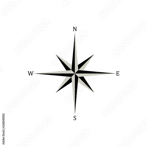 Wind rose icon on white background. Vector.	