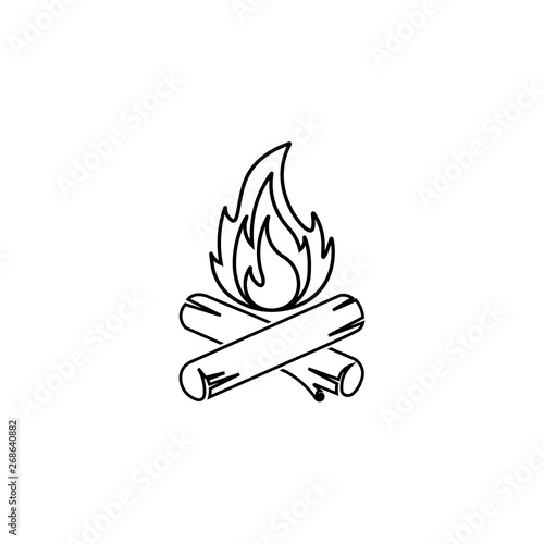 Campfire icon. Line style. Vector.	