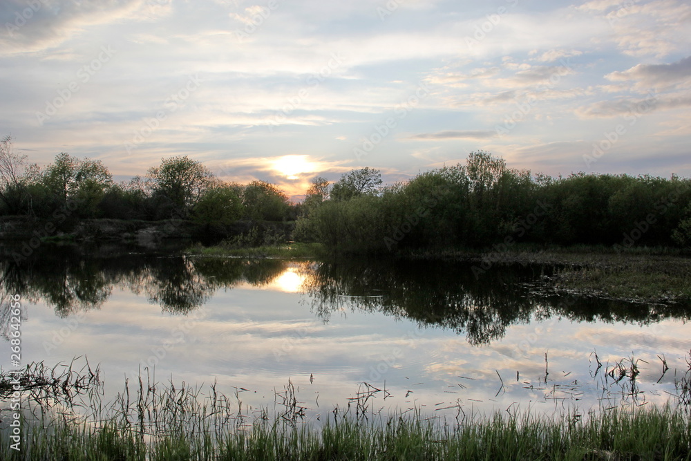 Beautiful sunset over the river