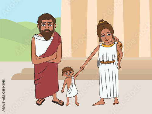 cartoon ancient Greek family