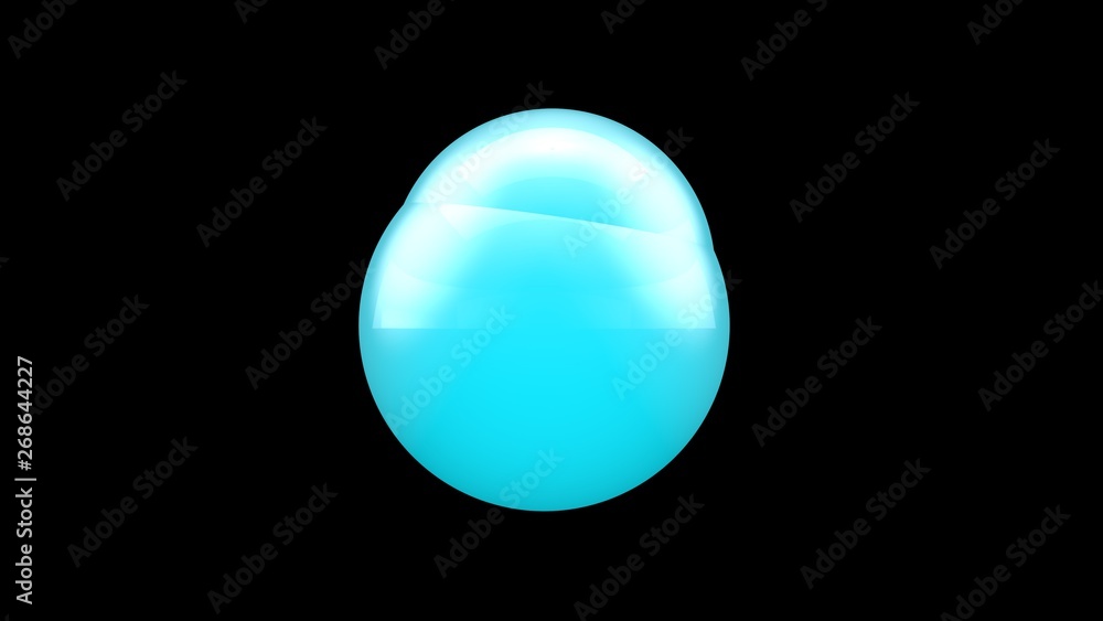 Obraz premium 3D illustration of blue balls on black background. Geometric shapes emerge from one another. The idea of unity and diversity. 3D rendering isolated on black background.