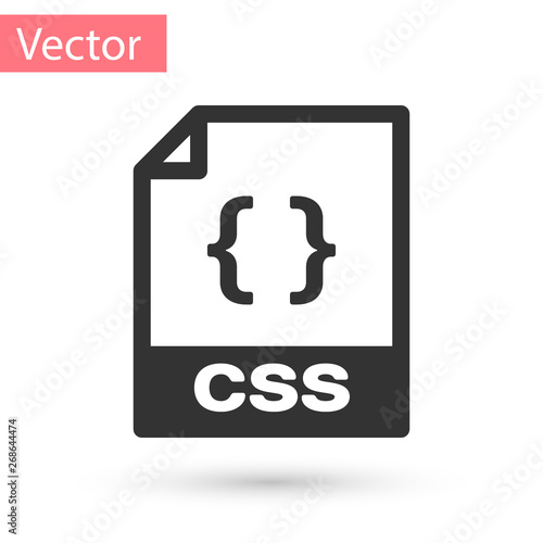 Grey CSS file document icon. Download css button icon isolated on white background. CSS file symbol. Vector Illustration