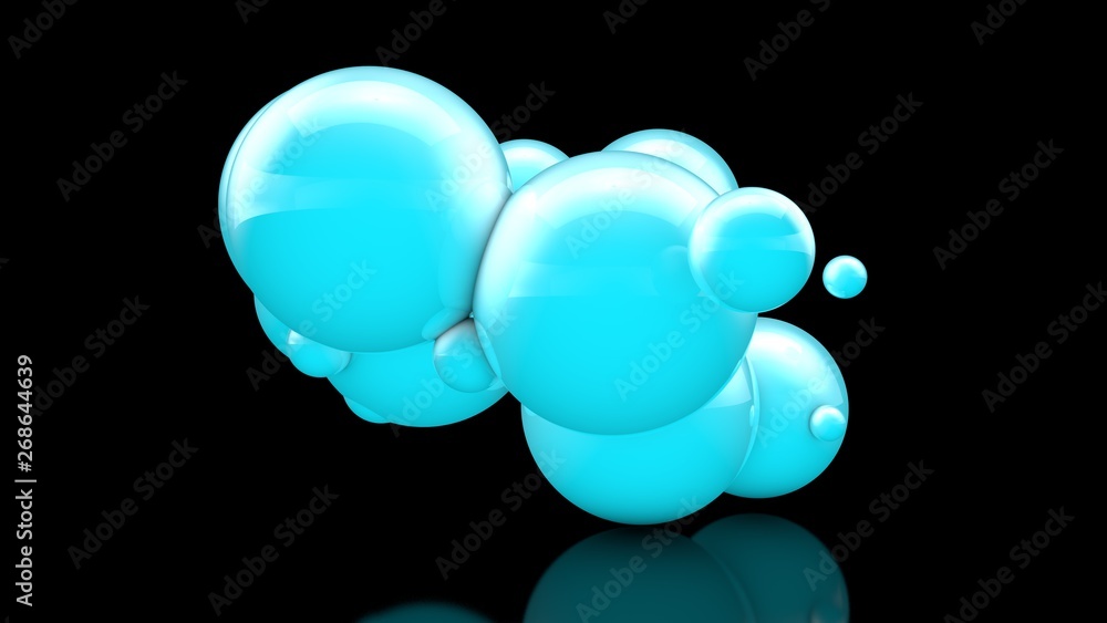 3D illustration of many beautiful blue balls in space on a black background. The idea of beauty and harmony, snow clouds and snowdrifts. 3D rendering, isolated. 3D illustration of many beautiful blue balls in space on a black background. The idea of beauty and harmony, snow clouds and snowdrifts. 3D rendering, isolated.