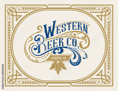 Vintage logo template with classic frame. Vector layered