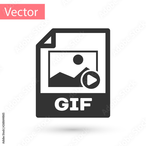 Grey GIF file document icon. Download gif button icon isolated on white background. GIF file symbol. Vector Illustration