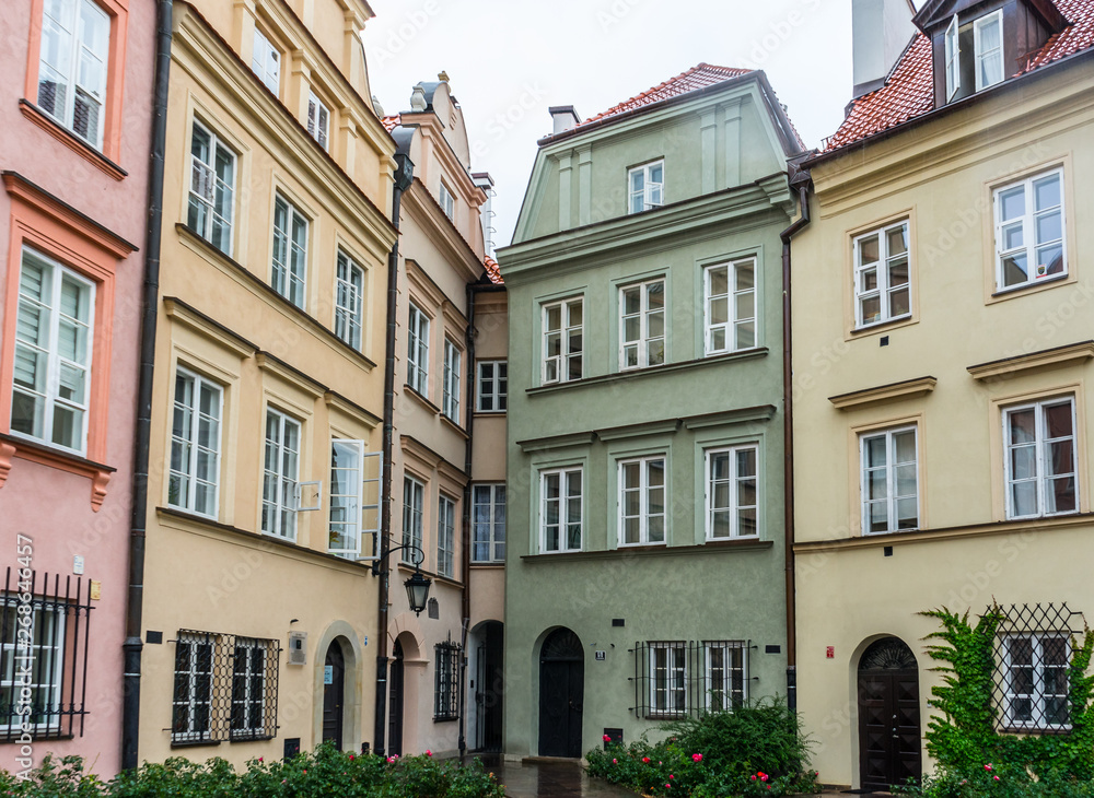 polish courtyard with colored houses polish courtyard with colored houses