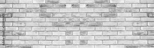 Panorama of Old white brick wall texture and seamless background