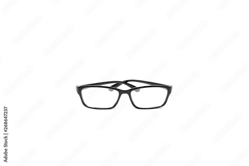 Black frame eye glasses isolated on white background. Black frame eye glasses isolated on white background.