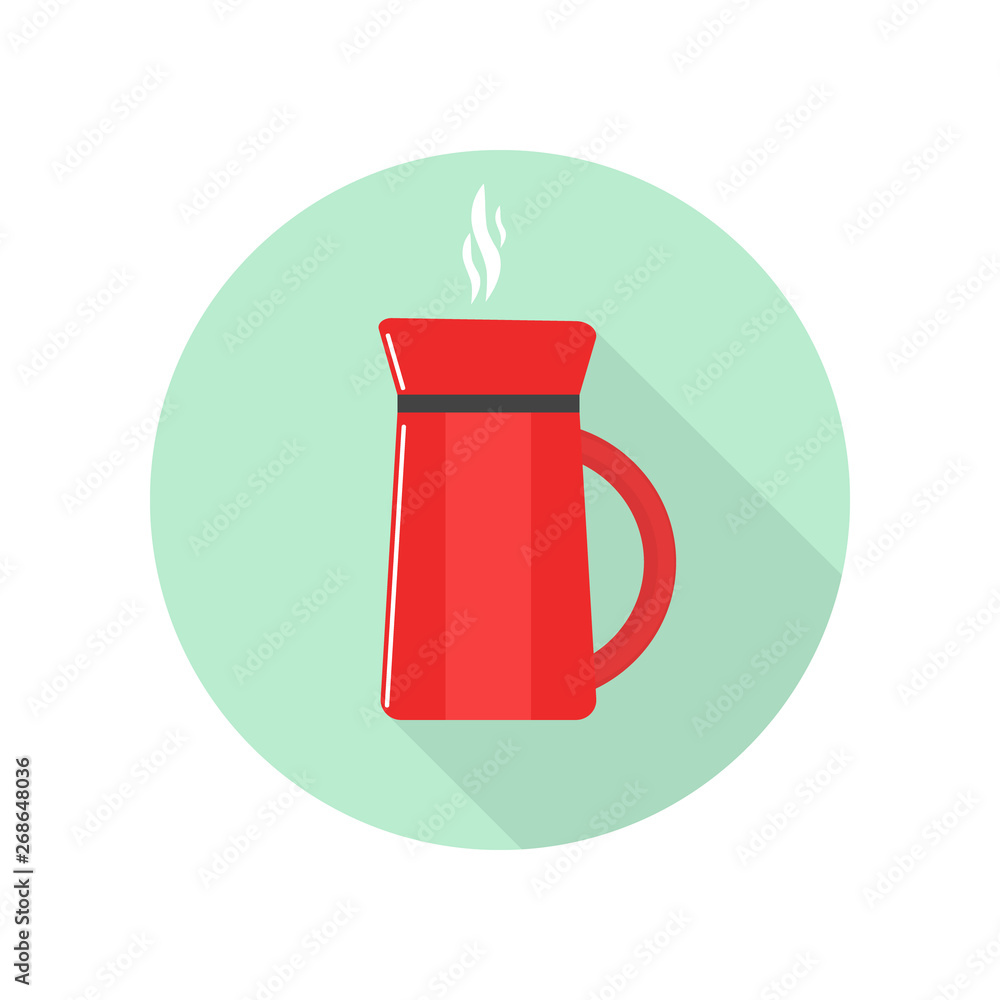 Obraz premium vector image of flat red coffee maker icon with shadow