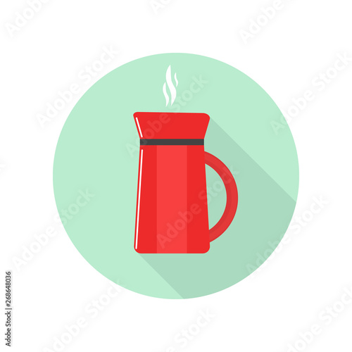 vector image of flat red coffee maker icon with shadow