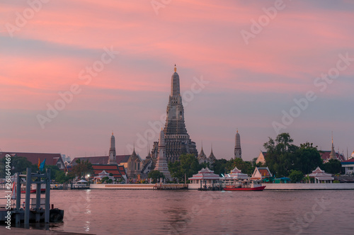 Temple of Dawn, Wat Arun in Bangkok at sunrise