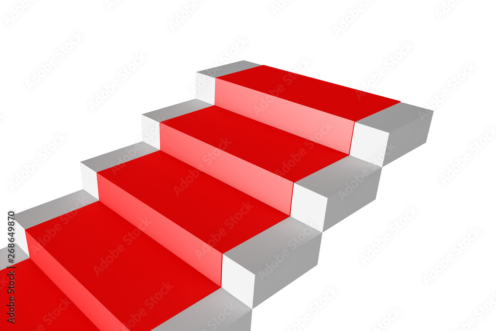 Straight Stairway Staircase with Red Carpet on White Straight Stairway Staircase with Red Carpet on White