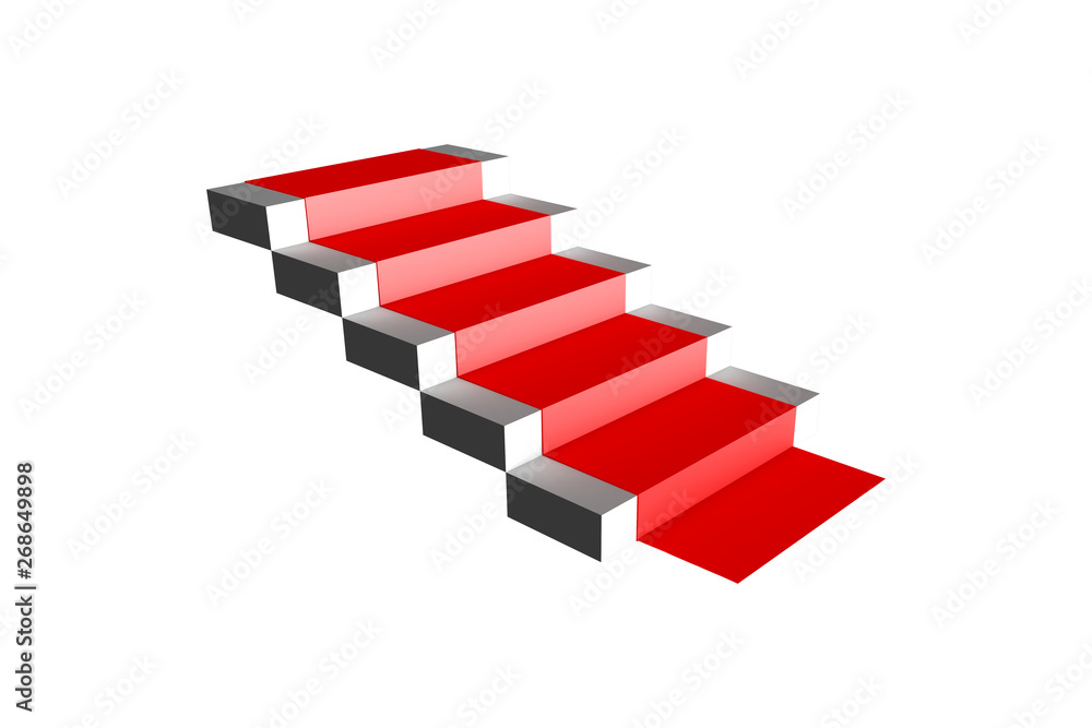 Straight Stairway Staircase with Red Carpet on White Straight Stairway Staircase with Red Carpet on White