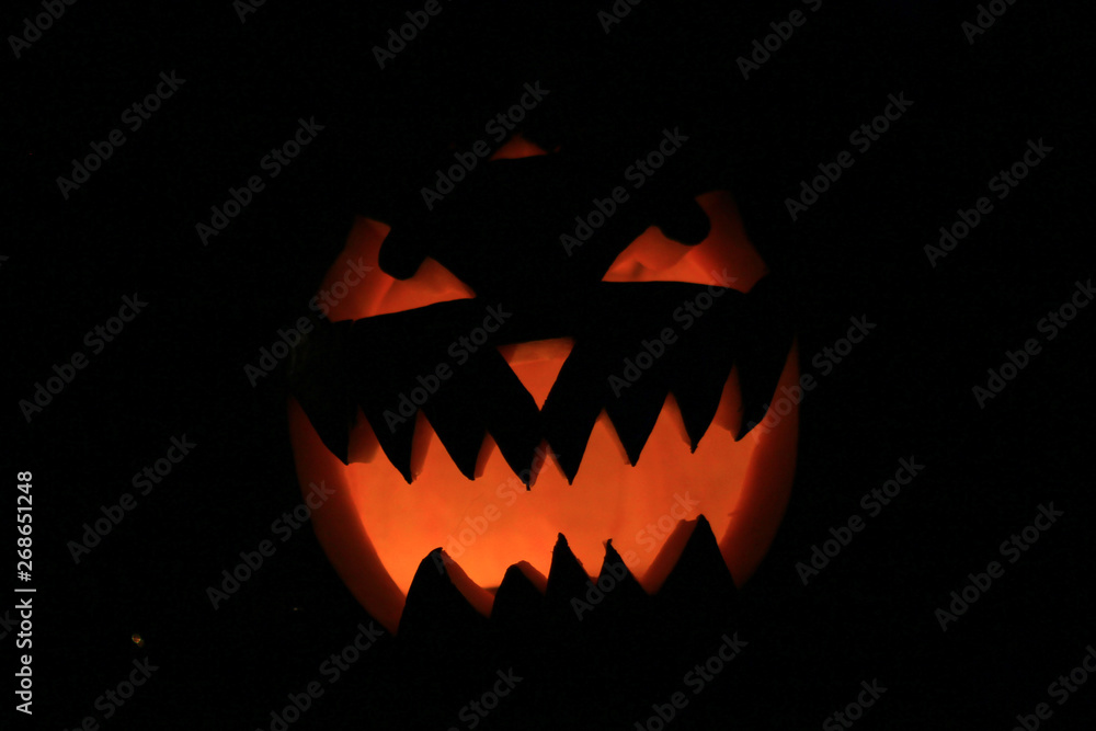 close up. scary pumpkin for Halloween. concept of Halloween close up. scary pumpkin for Halloween. concept of Halloween