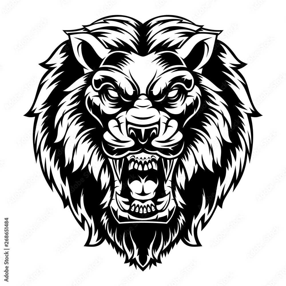 Angry lion head.