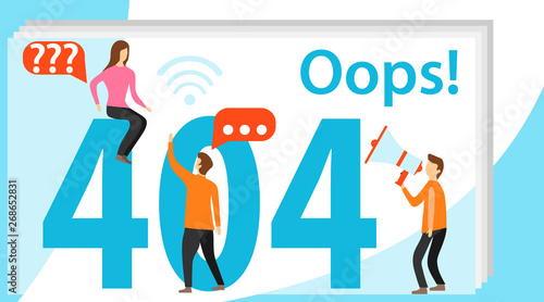 Design template for web page with 404 error. Flat line concept for page not found 404 error. Concept 404 Error Page or File not found for web page, banner, presentation, social media, documents