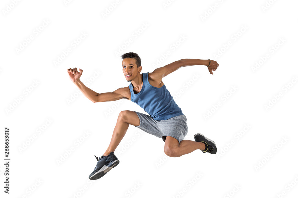 Young handsome man high jumping Young handsome man high jumping