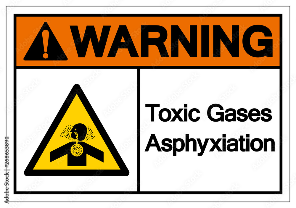 Warning Toxic Gases Asphyxiation Symbol Sign, Vector Illustration, Isolate On White Background Label .EPS10 Warning Toxic Gases Asphyxiation Symbol Sign, Vector Illustration, Isolate On White Background Label .EPS10